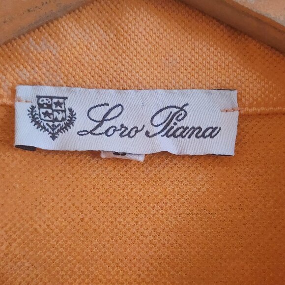 Loro Piana Polo Shirt Mens Large Orange 100% Cotton Made in Italy Pocket Luxury - Picture 4 of 10